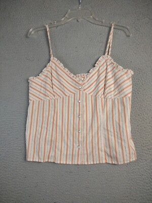 Old Navy Shirt Womens L Striped Tiny Fit Cropped Pearl Snap Tank NEW NWT