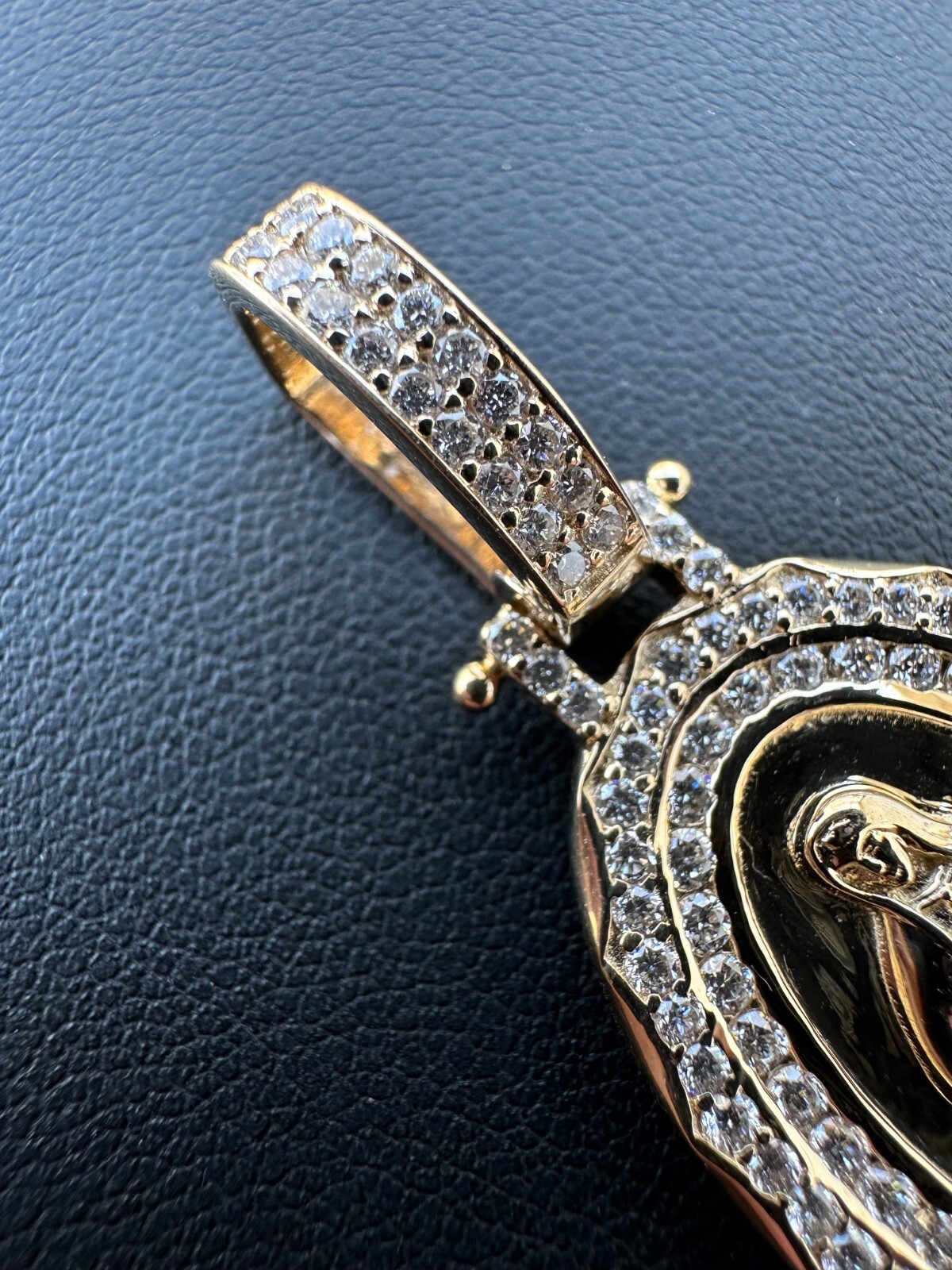 Pre-owned Harlembling 1.55ct Real Diamond Virgin Mary Pendant 925 Silver Necklace Medallion Pendant In White