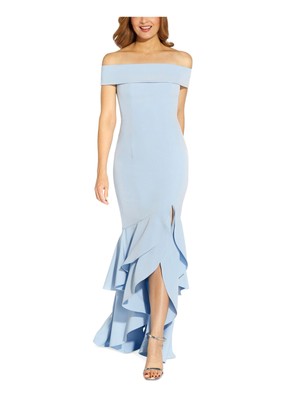 

ADRIANNA PAPELL Женское голубое длинное платье Hi-Lo с короткими рукавами и подкладкой, Light blue