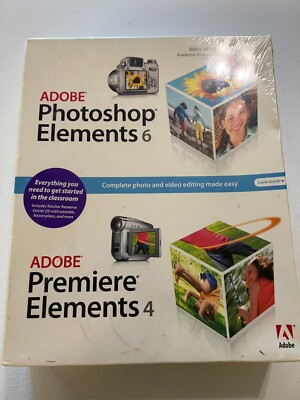 SEALED NEW Adobe Photoshop Elements 6 + Adobe Premiere Elements 4 Unopened