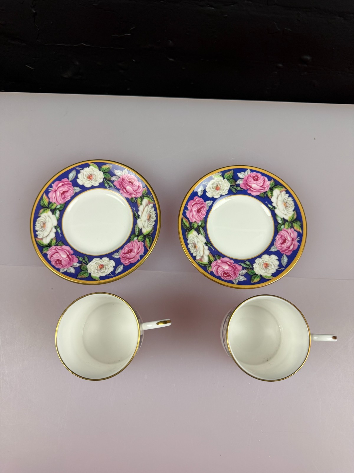 Royal Worcester Chamberlain Roses Coffee Cups and Saucers Set of 2