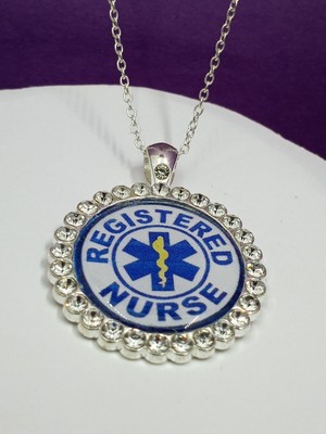 Jeweled Registered Nurse Fashion Necklace