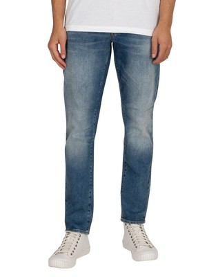 

Мужские прямые зауженные джинсы G-Star RAW 3301, синие, Синий, 51003-C052-A802