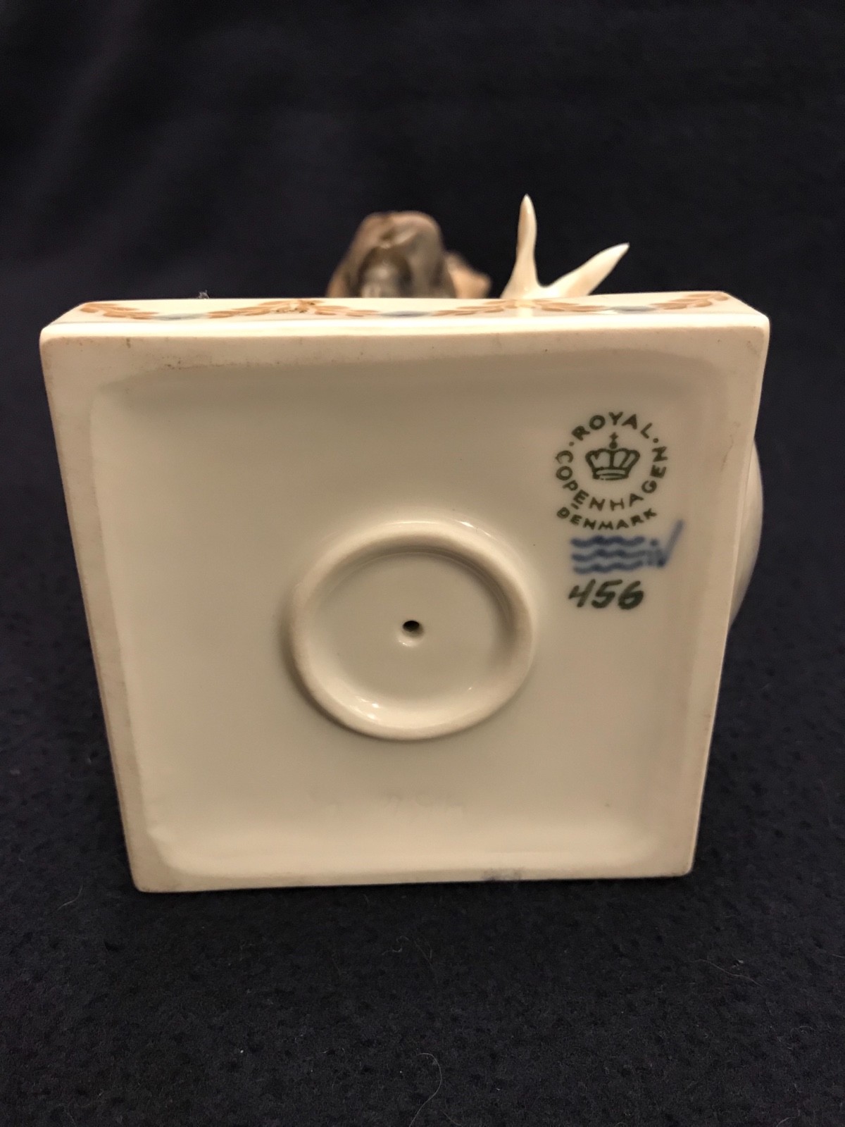 ROYAL COPENHAGEN FIGURINE FAUN ON PILLAR WITH RABBIT #456 MINT CONDITION