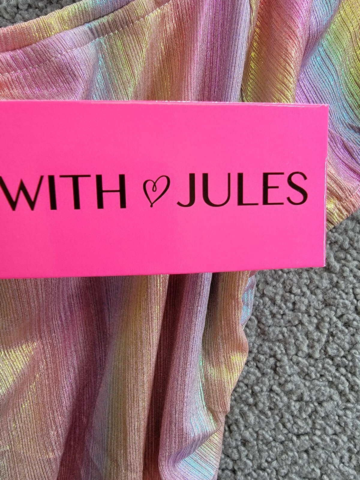 With Jules Ruched Square-Neck Mesh Dress Big Girl XL Multi Short Sleeve Pullover - Picture 15 of 16