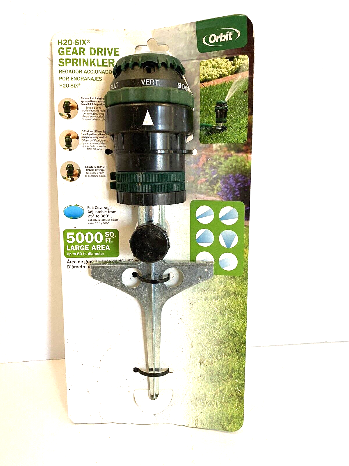 Rotating Spike Lawn Sprinkler Orbit  Whisper-quiet and reliable H2O-6 5000-sq Ft