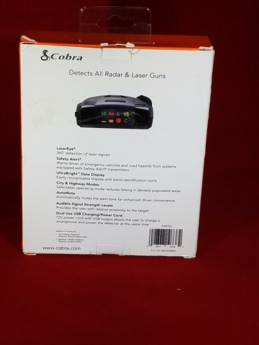 Cobra ESR755 Radar Detector Bright Display Tone Alert 360 Degree Laser detector