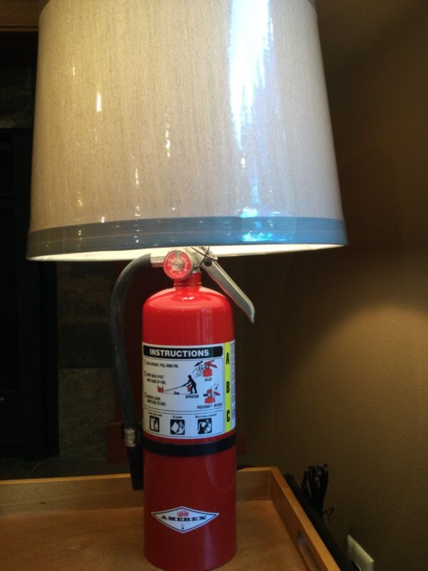 Fire extinguisher lamp. Fireman Firefighter decoration. Made from real Amerex