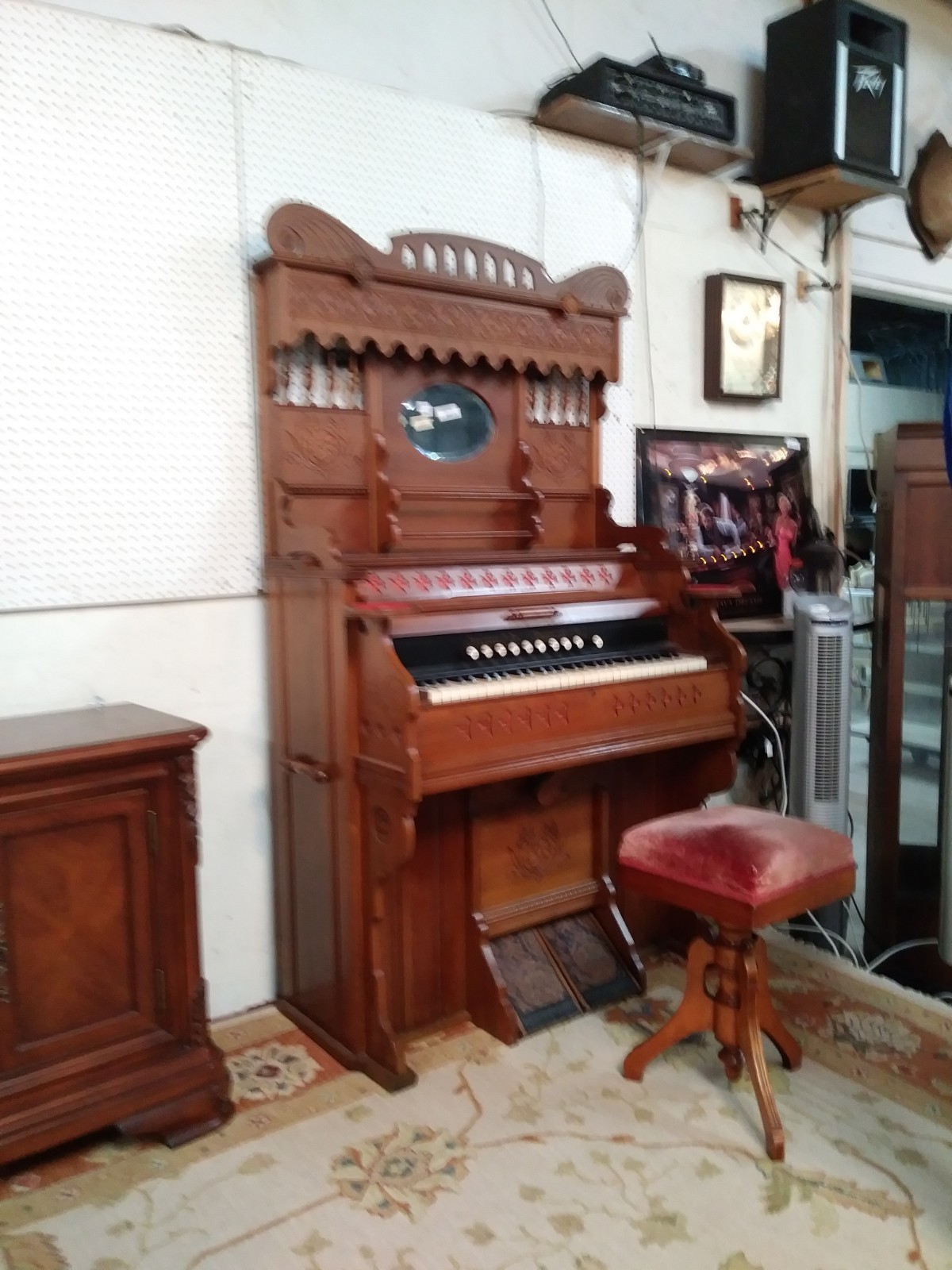 Antique Victorian Parlor Pump Organ Cornish & Co Washington N J Working & Chair!