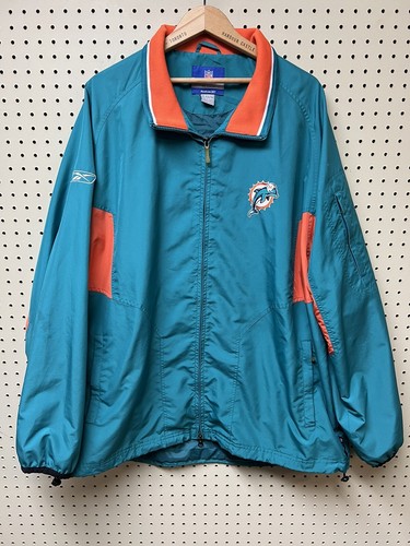 Vintage Miami Dolphins Zip Up Windbreaker Jacket XL NFL On