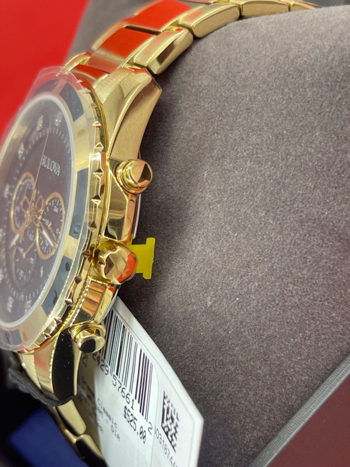 Pre-owned Bulova Diamond Mens Gold Plated Stainless Steel Chronograph Quartz Watch 97d121