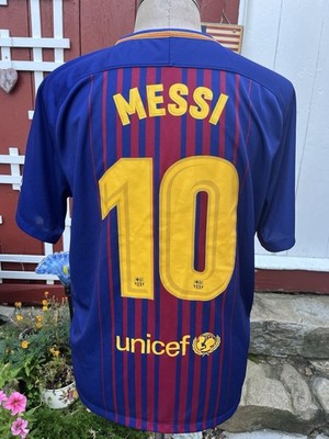 NIKE Lionel Messi #10 FC Barcelona Soccer Jersey Men's XL 2017- 18