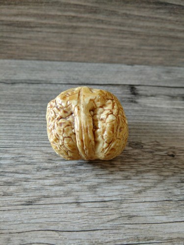 Vintage Old Stone Fruit Walnut Carved Alabaster Nut