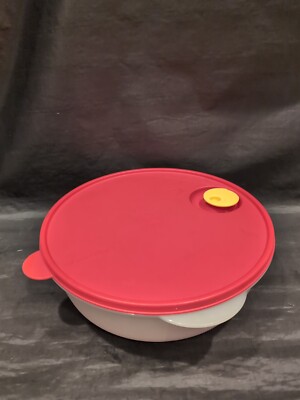 Tupperware CrystalWave 3 Qt 2643  Round Container Vented Lid - Red Lid