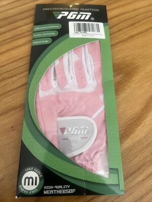 PGM Left Hand Women's Golf Glove / 100% Lambskin/ Skidproof / Pink White Size 20