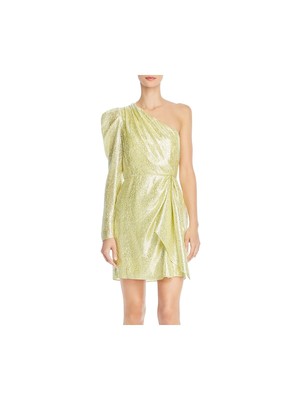 

ML MONIQUE LHUILLIER Женское желтое мини-платье-футляр с длинными рукавами, Желтый