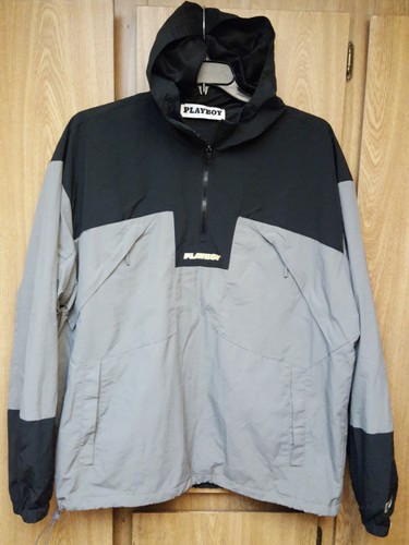 Playboy by Pacsun mens WINDBREAKER Hoodie Size Medium Gray