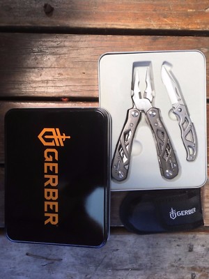 Gerber Suspension Multi-Tool & Mini Paraframe Folder Set with Silver Gift box 