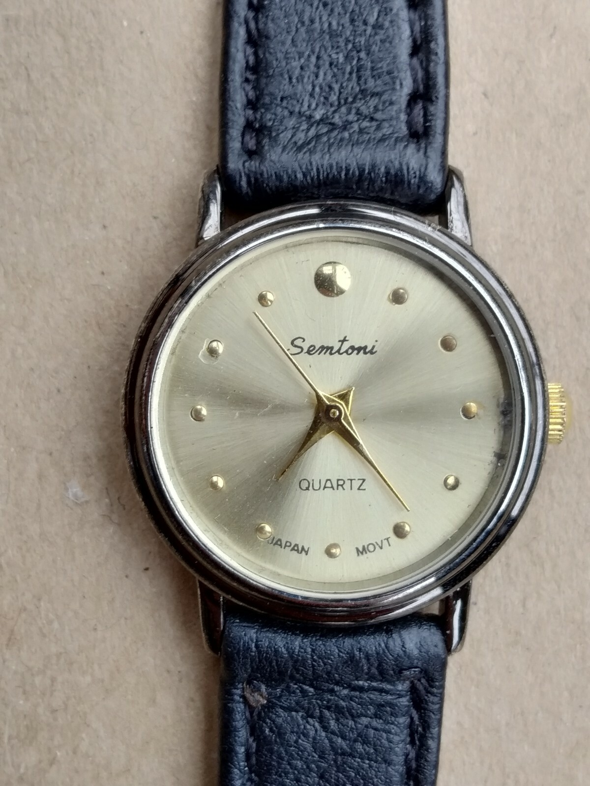 Semtoni ladies gold tone black leather strap quartz watch | eBay Semtoni ladies gold tone black leather strap quartz watch | eBay