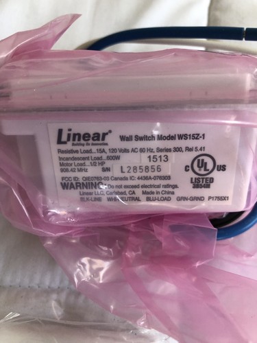 (Lot of 2) Linear Z-wave 15-amp Wall Switch WS15Z