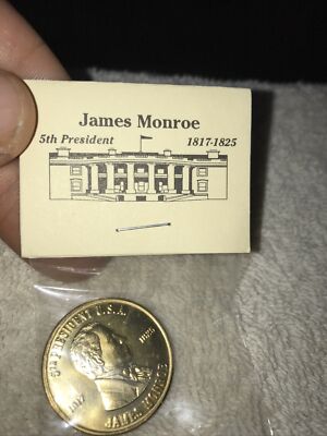 James Monroe 5th president 1817-1826 coin ,token ,collection Gold 28mm A2