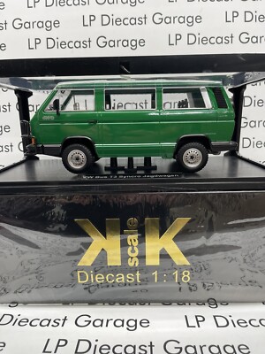KK SCALE 1987 Volkswagen Bus Jagdwagon 1:18 Diecast Green 4WD VW MiniBus NEW