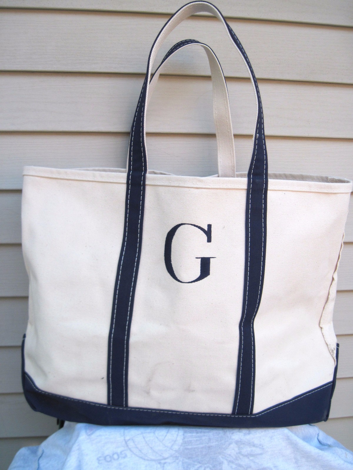 Vintage L.L. Bean Boat & Tote Made in USA Open Top White