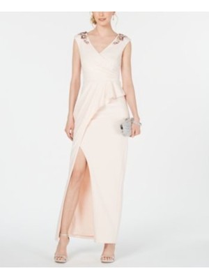 

ADRIANNA PAPELL Женское розовое вечернее платье макси без рукавов с V-образным вырезом, Розовый