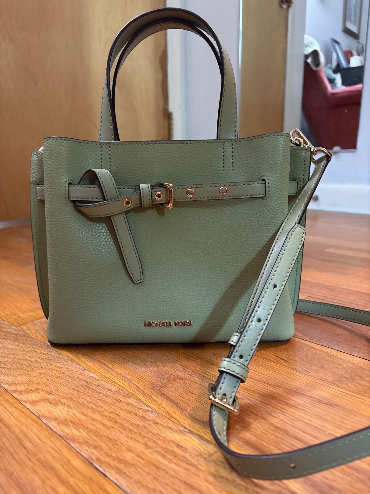 Michael Kors Emilia Small Pebbled Leather Satchel, Light