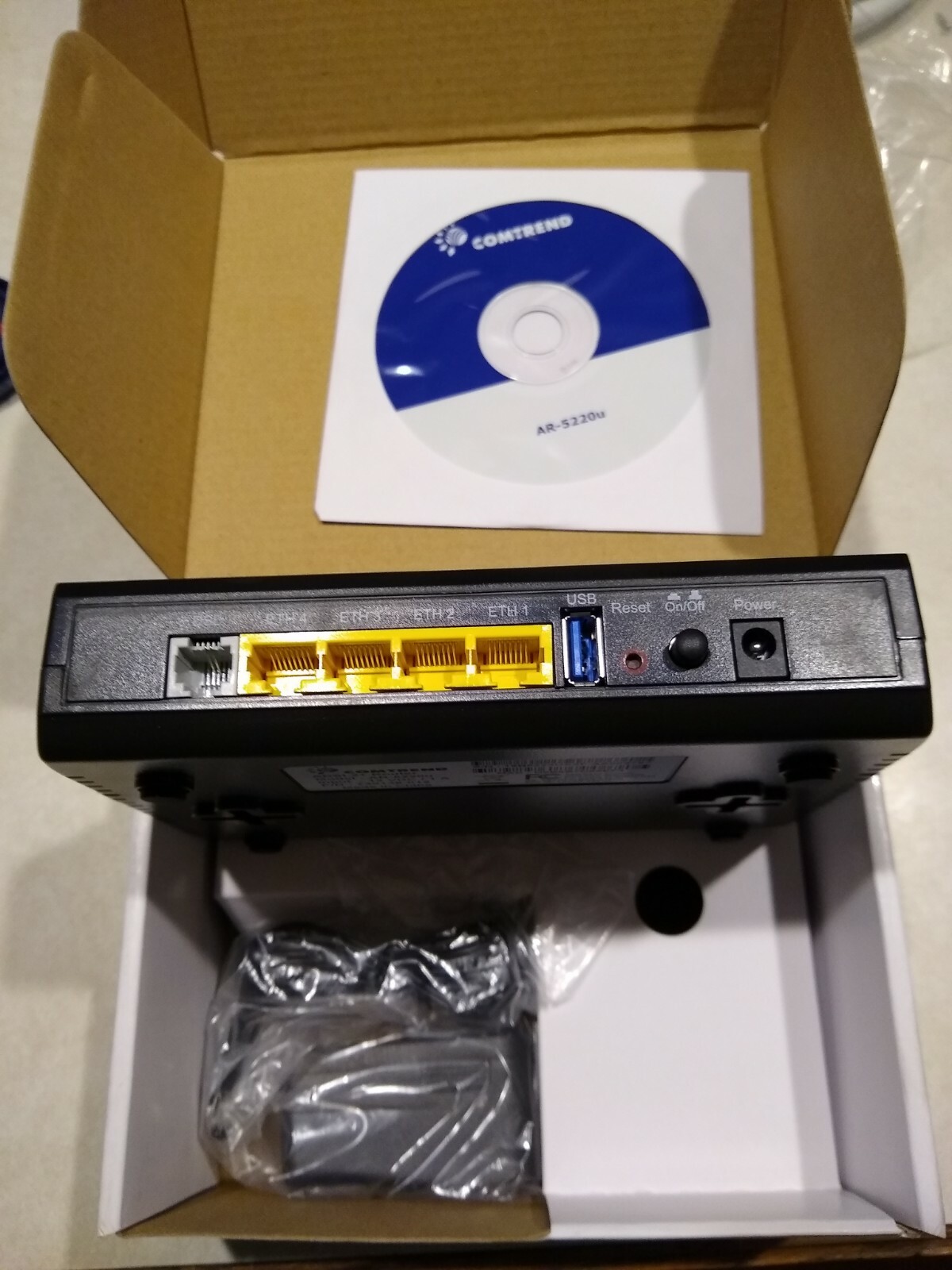 COMTREND AR-5220u ADSL ADSL2+ MODEM 4 PORT ETHERNET + USB ROUTER NEW IN BOX