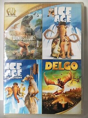 Walking with Dinosaurs/Ice Age/Ice Age: The Meltdown/Delgo (4-DVD, 2015) Sealed!