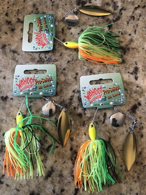 3 count Lot Brand new Wahoo 1/4 ounce Pro-Select Spinnerbaits - Firetiger