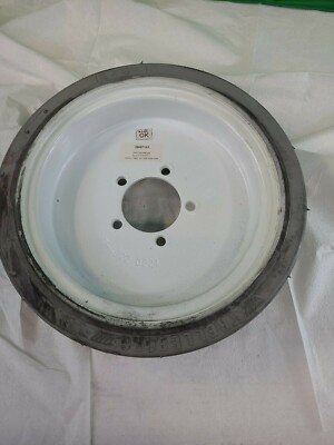 T49220221 White 5 hole Forklift Wheel w 16x5x12 Non Marking Gray Smooth Tire