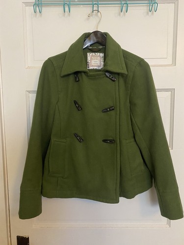 Old Navy Wool Blend Green Pea Coat Women Size M | eBay