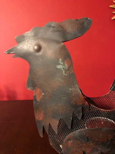 Rooster Indoor Outdoor Metal Statue Tea Light Candle Holder Farmhouse Decor 10”