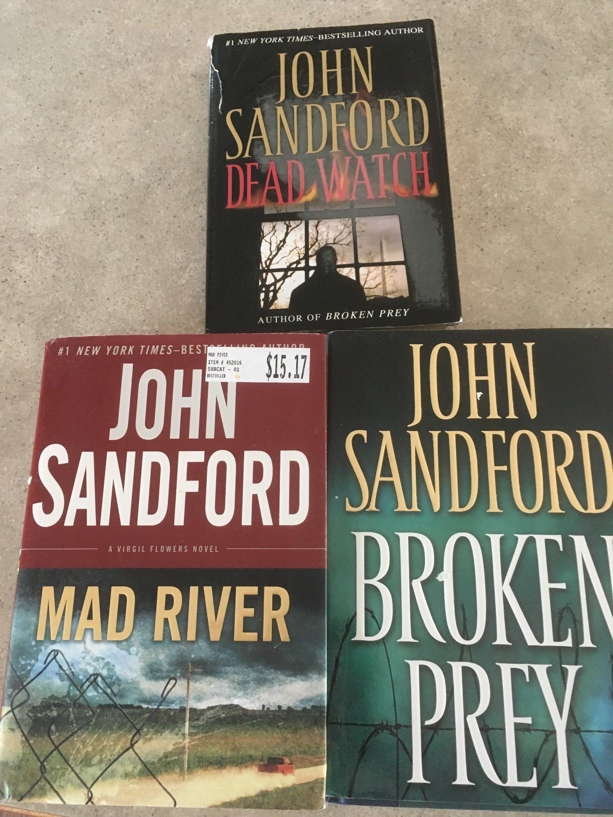 John Sandford HC lot of 3 Broken Prey, Dead Watch, Mad River