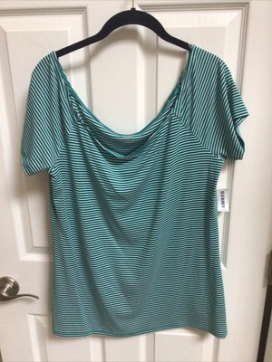 Old Navy Green White Striped Tee Top Shirt XL NWT