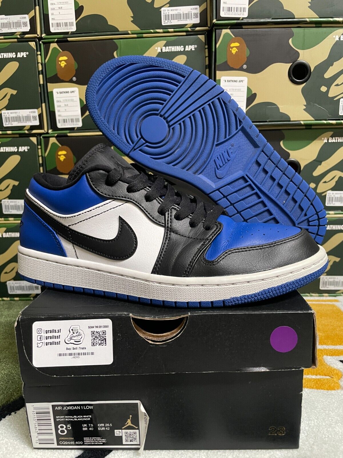Air Jordan 1 Low Royal Toe USED (7.5/10) CQ9446 400 Size 8.5 Air Jordan 1 Low Royal Toe USED (7.5/10) CQ9446 400 Size 8.5