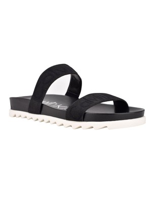 

CALVIN KLEIN Женские черные сандалии Carlat с круглым носком на танкетке Slip On Slide, Черный, KCCARLAT