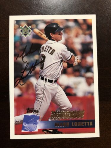 MARK LORETTA 1996 TOPPS ROOKIE RC AUTOGRAPHED SIGNED AUTO BASEBALL CARD 340. rookie card picture