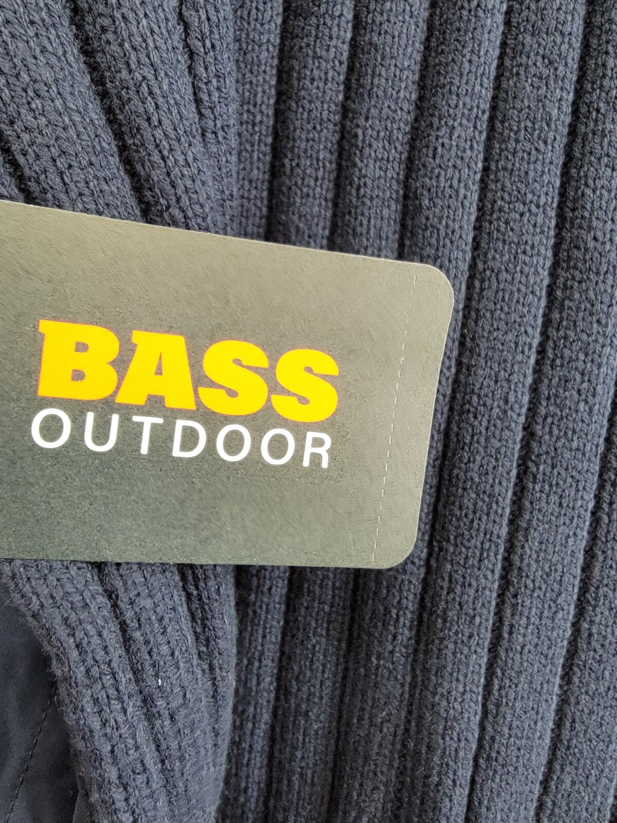 BASS OUTDOOR Mixed Media Zip-Front Hooded Sweater Jacket Men's M Navy Blaze L/S - Picture 16 of 17