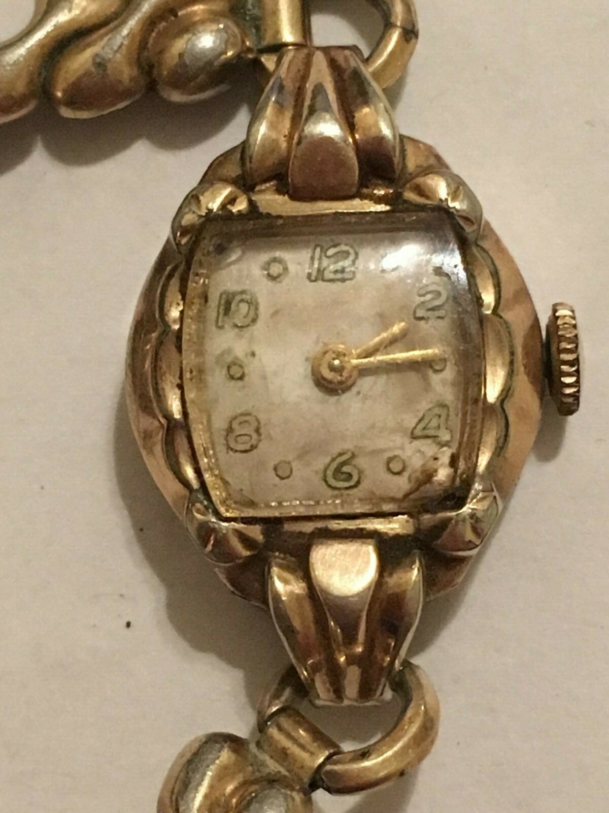 BROKEN Bulova Ladies Watch 17 Jewel 10k Rolled Gold Plate Bezel Swiss Parts Deco