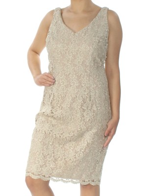 

RALPH LAUREN Женское вечернее платье золотого цвета с зубчатым краем и металлическим V-образным вырезом до колена, Золотой