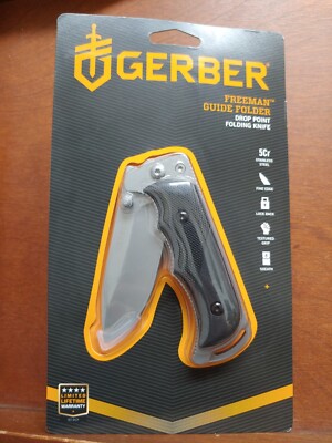 GERBER FREEMAN GUIDE FOLDER, 3.6'' BLADE, DROPPOINT FINE EDGE NYLON SHEATH CLAM
