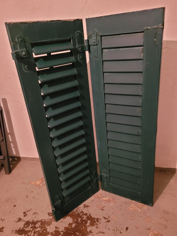 1 Doppelter Fensterladen - Holz - Gebraucht - HÃ¶He 124 Cm, Breite 40 Cm