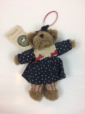 Boyds Bear Josanna Java Ornament Plush Bear Red White Blue Dress 2000