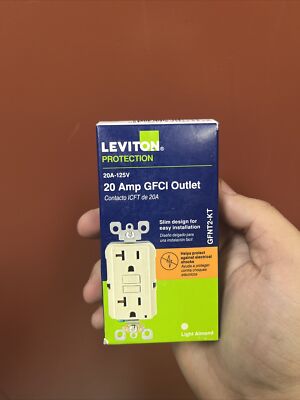 Leviton GFNT2-0KT Light Almond 20A 125V Thermoplastic Self-Test GFCI Receptacle
