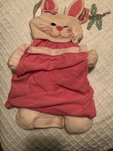 Vtg 2000 Mattel Miracle Moves Baby Doll pink bunny carrier backpack rabbit