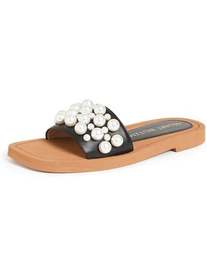 

STUART WEITZMAN Женские черные кожаные шлепанцы Goldie на платформе без шнуровки, Черный, S4570