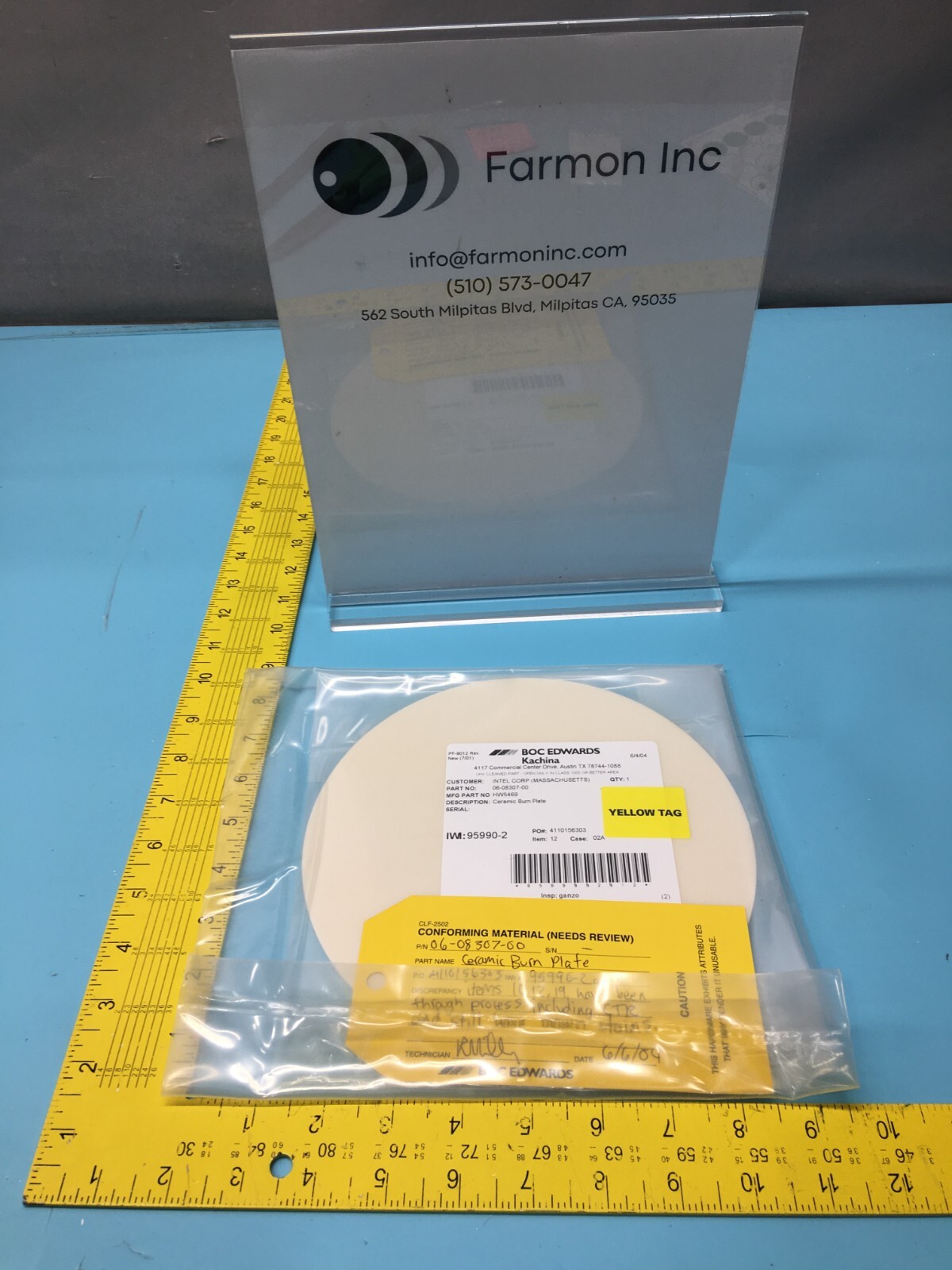 Novellus 06-08307-00 CERAMIC BURN PLATE, 135779